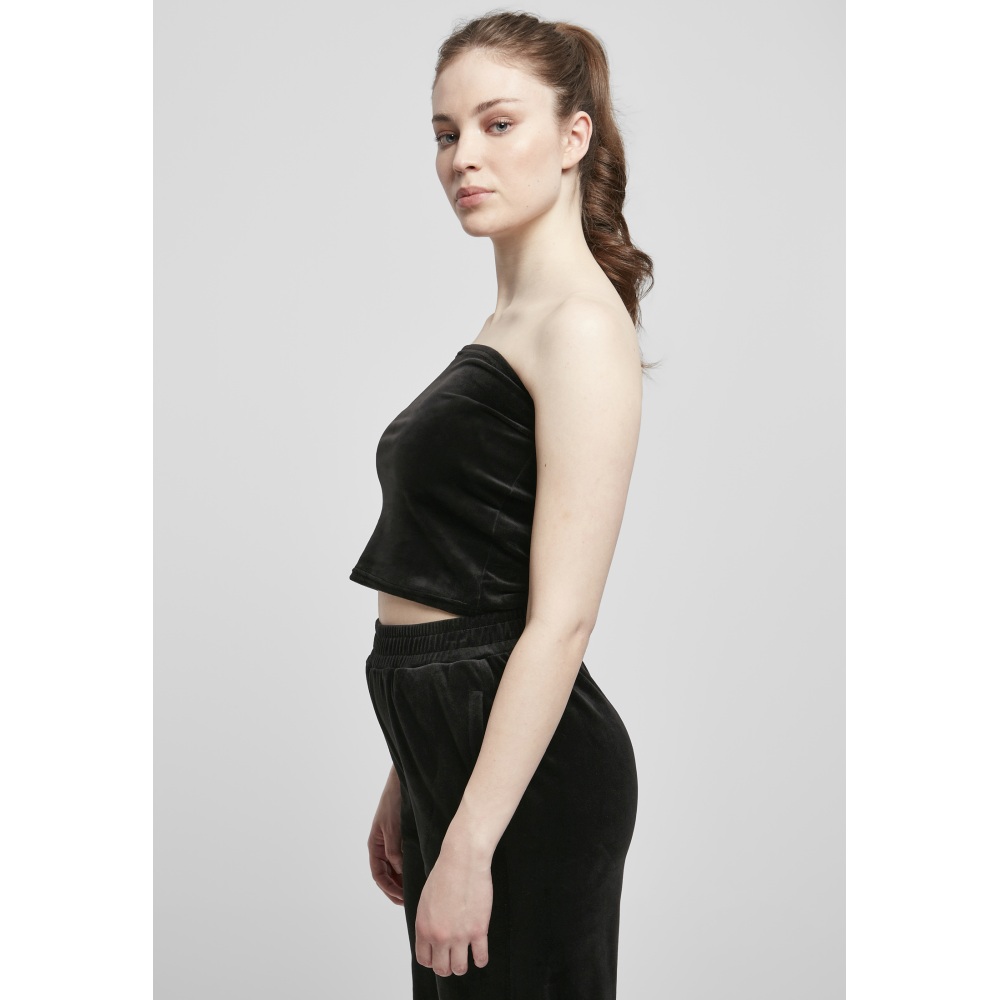 Urban Classics - Short Velvet Tube Bandeau top - Black